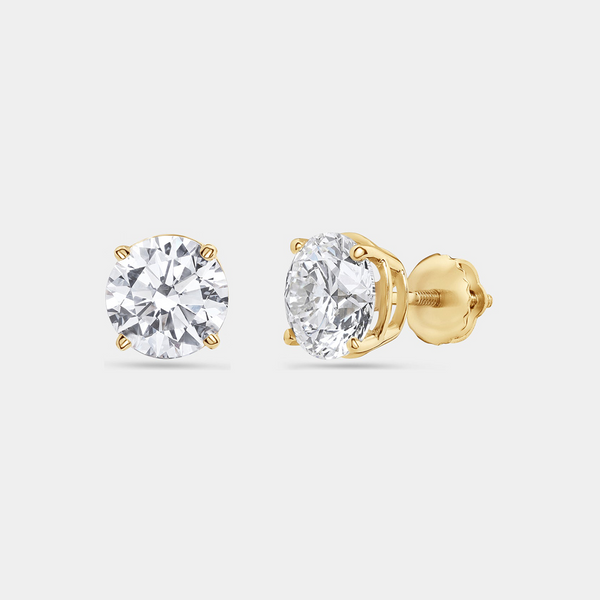 3 Carat Lab-Grown Diamond Round-Shaped Classic Solitaire Studs — GILDED New York