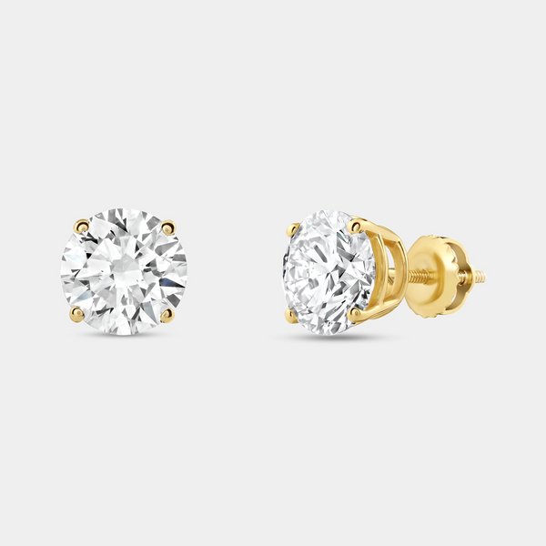 4 Carat Lab-Grown Diamond Round-Shaped Classic Solitaire Studs — GILDED New York