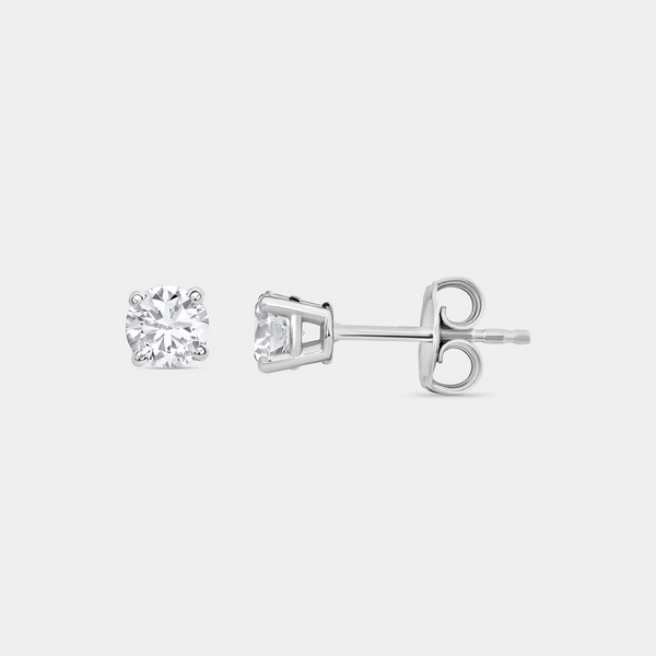 1/2 Carat Lab-Grown Diamond Round-Shaped Classic Solitaire Studs — GILDED New York