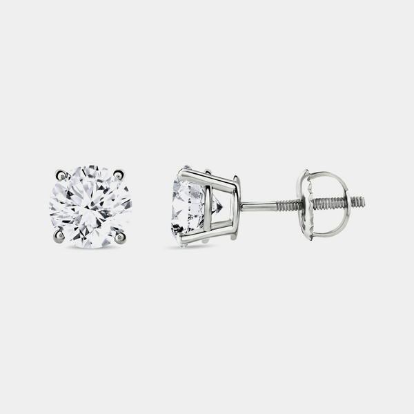 2 Carat Lab-Grown Diamond Round-Shaped Classic Solitaire Studs — GILDED New York
