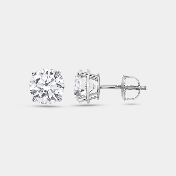 3 Carat Lab-Grown Diamond Round-Shaped Classic Solitaire Studs — GILDED New York