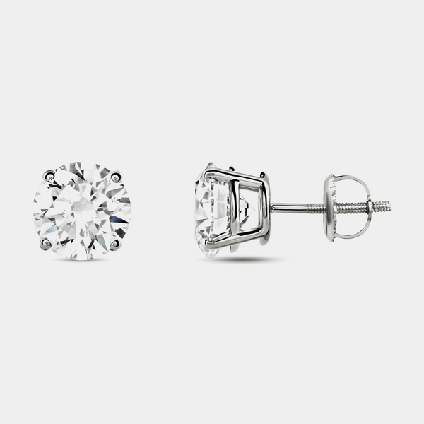 4 Carat Lab-Grown Diamond Round-Shaped Classic Solitaire Studs — GILDED New York