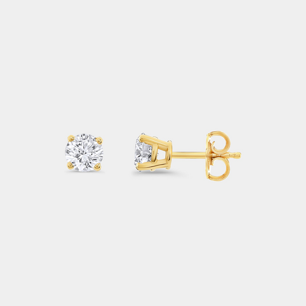 1/2 Carat Lab-Grown Diamond Round-Shaped Classic Solitaire Studs — GILDED New York