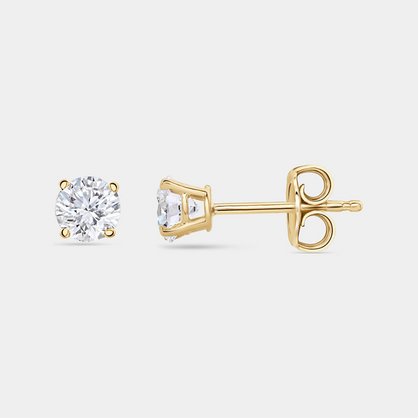 1 Carat Lab-Grown Diamond Round-Shaped Classic Solitaire Studs — GILDED New York