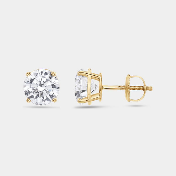 3 Carat Lab-Grown Diamond Round-Shaped Classic Solitaire Studs — GILDED New York
