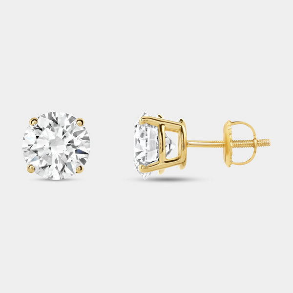 4 Carat Lab-Grown Diamond Round-Shaped Classic Solitaire Studs — GILDED New York