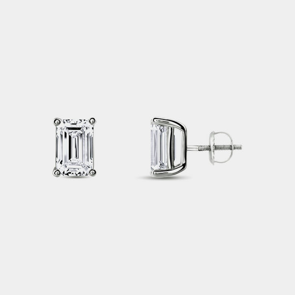 2 Carat Lab-Grown Diamond Emerald-Cut Classic Solitaire Studs — GILDED New York