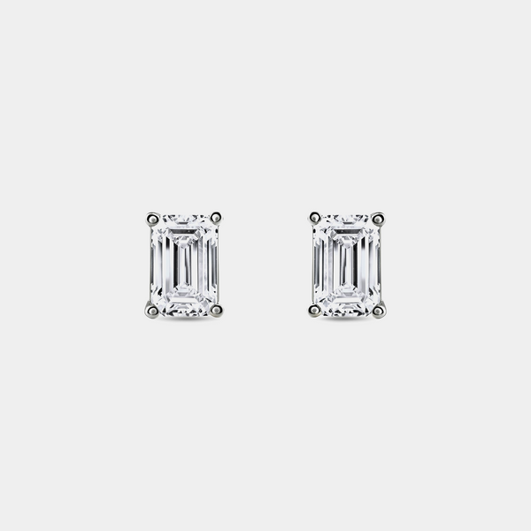 2 Carat Lab-Grown Diamond Emerald-Cut Classic Solitaire Studs — GILDED New York