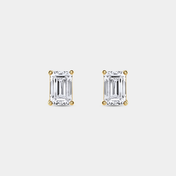 2 Carat Lab-Grown Diamond Emerald-Cut Classic Solitaire Studs — GILDED New York